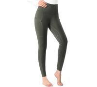 Harrison Howard Women's Full Seat Silicon Grip Equestrian Breeches Horse Riding Tights High Waisted Leggings for Women, Green, M