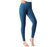Harrison Howard Women's Full Seat Silicon Grip Equestrian Breeches Horse Riding Tights High Waisted Leggings, Turquoise Blue, S