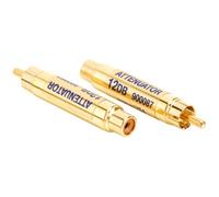 Harrison Labs 12 dB RCA Line Level Attenuator Pair - 2 Inch Gold RCA Cables - Audio Signal Level Adjustment for Amplifier