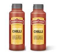 Harrison Very Hot Chilli Sauce - Pack of 2 Very Hot Chilli Sauce Bottles 1 Liter Each - Vegan Friendly, Gluten Free with No Soya, Dairy and Artificial Color or Flavor - Made in UK