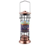 Walter Harrison's Copper Plated Die Cast Wild Bird Suet Roll and Fat Ball Hard-Wearing Hanging Feeder - 20 cm