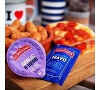Harrisons Garlic and Herb Sauce Dip 25g Each Pack of 20 With Smooth Mayonnaise Pack of 20 Sachets - No Artificial Color or Flavor - Made in UK