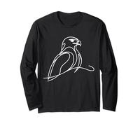 Harris's Hawk Line Art Raptor Bird Drawing Long Sleeve T-Shirt