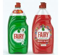 Harrissen Select Fairy Washing Up Liquid Combo Pack, 2 x 320ml - Original Green LiftAction + Clean & Fresh Grapefruit & Pomegranate - Powerful Grease-Cutting Dishwashing Liquid