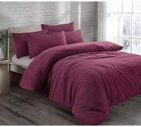 Harrissen Select Teddy Fleece Duvet Cover Set - Super Soft Sherpa Fleece Bedding Set - Warm, Cosy & Reversible Winter Quilt Cover (Plum, Single)