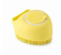 Harrista Heart-Shaped Pet Shampoo Dispensing Brush - Silicone Dog & Cat Bath Brush with Built-In Foam Reservoir & Massage Bristles (yellow)