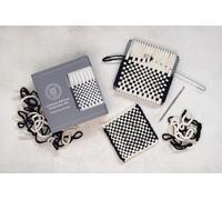 Harrisville Designs Friendly Loom 50th Anniversary Traditional 7" Potholder Loom Kit with Black and Winter White Cotton Loops Make 4 Potholders, Weaving Crafts for Kids & Adults, Made in The USA