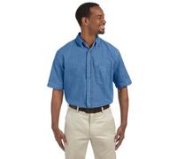 Harriton M550S Short-Sleeve Denim Shirt-Light Denim-X-Large (US)