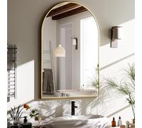 HARRITPURE 20"x30" Arched Bathroom Mirror - Wall Mounted Mirror - Gold Arch Mirror - Aluminum Alloy Frame Bathroom Mirror Living Room, Bedroom, Bathroom and Entryway