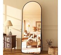 HARRITPURE 64"x21" Arched Full Length Mirror Floor Mirrors with Aluminum Alloy Frame Free-Standing Wall Mounted or Leaning Large Bedroom Dressing Mirror Modern & Contemporary Decor for Home,Black
