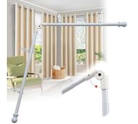 Harrms Bay Window Curtain Pole, L-Shaped Curved White Rod with 1 Elbow 76-345cm, 25mm Thick Heavy-Duty Corner Poles for Living Room & Bedroom