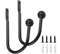 Harrms Curtain Holdbacks 2pcs, Black Curtain Hold Backs Metal Tie Backs for Curtains U-Shaped Hook Wall Mouted Decorative Accessories for Bedroom