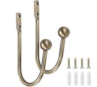 Harrms Curtain Holdbacks 2pcs, Brass Curtain Hold Backs Metal Tie Backs for Curtains U-Shaped Hook Wall Mouted Decorative Accessories for Bedroom