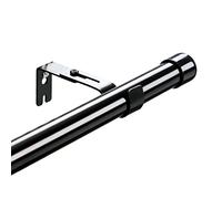 Harrms Curtain Poles for Eyelet Curtains, Black Voile Curtain Pole 76-116cm, 25mm Blackout Window Curtain Rod Metal Extendable for Living Room Bedroom