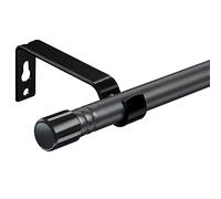 Harrms Curtain Poles for Eyelet Curtains Matt Black, 16mm Voile Curtain Pole 76-198cm, Window Curtain Rod Metal Extendable with Adjustable Brackets for Bedroom, Living Room