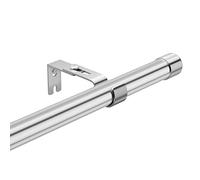 Harrms Curtain Poles for Eyelet Curtains, Silver Curtain rod 76-198cm with with Silver Cap Finials and Adjustable Brackets, Voile Blackout Curtain Poles Metal Extendable for Living Room, Bedroom