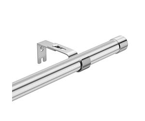 Harrms Curtain Poles for Eyelet Curtains, Silver Curtain rod 76-340cm with with Silver Cap Finials and Adjustable Brackets, Voile Blackout Curtain Poles Metal Extendable for Living Room, Bedroom