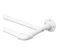 Harrms Industrial Double Curtain Pole, Curtain Poles for Eyelet Curtains, Matt White, 74-200cm, Extendable Metal Curtain Rod Blackout Room Darkening Curtain Pole for Bedroom Living Room