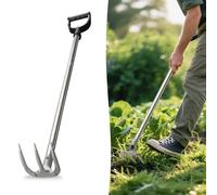 Harrms Stand Up Weeding Hoe 165cm, 3-Tine Silver Cultivating Rake for No-Bend Gardening, Heavy Duty Adjustable Long Handle Dutch Hoe Tool for Loosening Soil, Weeding & Lawn Care