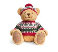 Harrods 2026 Christmas Bear, Plush Teddy Bear with Red Knit Sweater and Fair Isle Pattern Hat 34cm Collectible