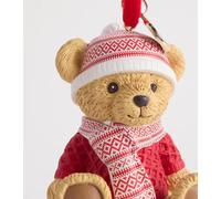 Harrods Christmas Tree Bear Decoration Bauble, with Red Velvet Hanging Loop, Red 8cm
