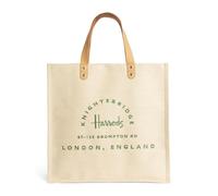 Harrods Embroidered Jute Grocery Shopper Bag Brown