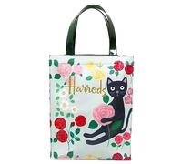 Harrods London Cute Cats Flowers Vintage Medium Tote Bag Shopping Bag Rare Special Edition Eco-friendly Souvenir Gift Bag Handbag Shopping Shoulder Bag & Sought After