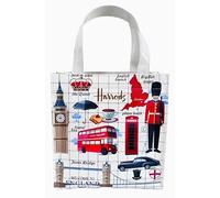 Harrods London Landmarks Beefeater Big Ben Tower Bridge Vintage Small Tote Bag Shopping Bag Rare Special Edition Eco-friendly Souvenir Gift Bag Small Handbag Shopping Shoulder Bag & Sought After