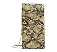 Harrods London Mini Snake Embossed Nano Bag, Gold Tone Chain, Crossbody Strap, 18 x 9 x 4.5 cm, Olive Green