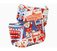 Harrods Vintage Bear with Postcard Landmarks Purse Cosmetic Bag Toiletry Bag Storage Bag Very Scarce Special Edition Eco-Friendly Souvenir Bank Card Holder Waterproof Coin Purse