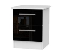 Harrow 2 Drawer Bedside Cabinet In Black Gloss & White (Ready Assembled)