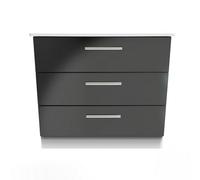 Harrow 3 Drawer Chest In Black Gloss & White (Ready Assembled)