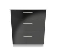 Harrow 3 Drawer Deep Chest In Black Gloss & White (Ready Assembled)