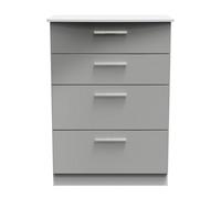 Harrow 4 Drawer Deep Chest In Grey Gloss (Ready Assembled)