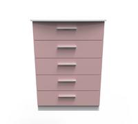 Ready Assembled 2 U Harrow 5 Drawer Chest (Ready Assembled) in Dusty Pink Ready Assembled 2 U Dusty Pink