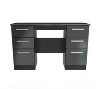 Welcome Furniture Ready Assembled Knightsbridge Double Pedestal Desk In Black Gloss, Black