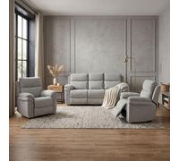Harrow Electric Recliner Sofa Suite - 3+1+1 Seater - Light Grey - Fabric