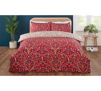 Harrow Floral Reversible Duvet Set: King / Red