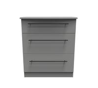 Welcome Furniture Ready Assembled Finsbury 3 Drawer Deep Chest - Dust Grey