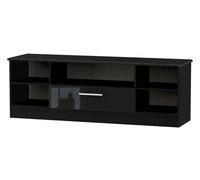 Harrow Wide 1 Drawer TV & Media Unit (Ready Assembled) Ready Assembled 2 U Black One Size