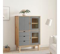 harrow wooden highboard with 3 doors 3 drawers in grey brown