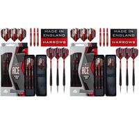 Harrows Ace Rubber Brass Steel Tip Darts Set 20g, 22g, 24g & 26g - Includes Supergrip Shafts, Micron Marathon Flights & Travel Case - 10pc Set