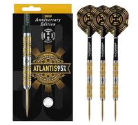Harrows Atlantis 95% Tungsten Steel Tip Darts Set. Available in 22g, 24g, & 26g - Includes Midi Supergrip Carbon Shafts & New Anniversary 100 Micron Flights (22, Grams)