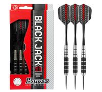 Harrows Black Jack Stainless Steel Tip Darts Set 18g, 20g, 22g & 24g - Inlcudes Speedline Shafts, Supergrip Flights & Travel Case (20g)