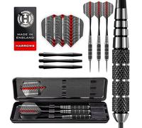 Harrows Black Jack Stainless Steel Tip Darts Set 18g, 20g, 22g & 24g - Inlcudes Speedline Shafts, Supergrip Flights & Travel Case (18g)