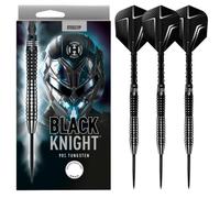 Harrows Black Knight 90% Tungsten Steel Tip Darts Set, 21g - 26g - Includes Black Carbon ST Midi Shafts & Micron Black Knight Flights (26g)