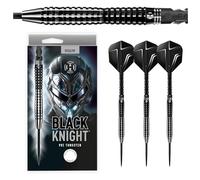 Harrows Black Knight 90% Tungsten Steel Tip Darts Set 22g, 23g, 24g & 25g - Includes Black Carbon ST Midi Shafts & Micron Black Knight Flights (24g)