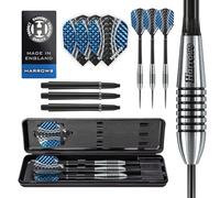 Harrows Bomber 85% Tungsten Darts | Steel Tip Darts set with carry case | 21g, 23g, 25g & 27g | Includes Black Nylon Shafts & 100 Micron Dimplex Flights