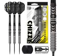 Harrows Chizzy 90% Tungsten Darts Series 4, Steel Tip Darts Set With Quick Point System Available in 22g, 23g, 24g & 26g With Quick Point Tool, Black Supergrip Carbon Shafts & Silica Flights (24g)