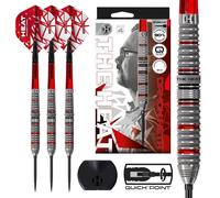 Harrows Damon Heta 90% Tungsten Darts Series 4, Steel Tip Darts Set With Quick Point System Available in 21g, 23g, 24g & 25g with Quick Point Tool, Red Alamo VS2 Shafts & Silika Flights (23g)